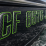 Boat Registration Stickers - Domed Carbon Fiber Numbers with Green Trim Custom