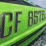 Boat Registration Stickers - Domed Carbon Fiber Numbers with Green Trim 16 PCS
