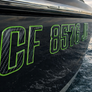 Boat Registration Stickers - Domed Carbon Fiber Numbers with Green Trim 16 PCS