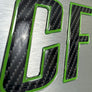 Boat Registration Stickers - Domed Carbon Fiber Numbers with Green Trim 16 PCS