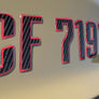 Boat Registration Stickers - Domed Carbon Fiber Numbers with Red Trim 16 PCS