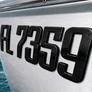 black raised 3D boat registration numbers