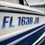 Boat Registration Decals | Domed Boat Registration Numbers | Sleek Blue Shade Custom
