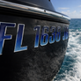 Boat Registration Decals | Domed Boat Registration Numbers | Sleek Blue Shade Custom
