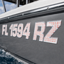 Domed Boat Registration Numbers – Raised Marine-Grade Decals | Fish Style 16 PCS