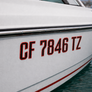 Boat Registration Stickers - Domed Carbon Fiber Numbers with Red Trim Custom