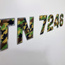 Camouflage Style Chrome Trim | Boat Registration Numbers for Jet Skis β Raised 3D Domed 3 Inch Letters