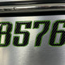 Boat Registration Stickers - Domed Carbon Fiber Numbers with Green Trim Custom