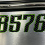 Boat Registration Stickers - Domed Carbon Fiber Numbers with Green Trim 16 PCS