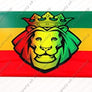Lion of Judah with Rasta Reggae Bob Marley Flag Raised Clear Domed Lens Decal