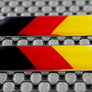 Germany Flag Raised Clear Domed Lens Decal Set Left and Right Slanted 2"x 0.5"