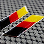 Germany Flag Raised Clear Domed Lens Decal Set Left and Right Slanted 2"x 0.5"