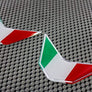 Italy Flag Chrome Outline Raised Clear Domed Lens Decal Set V Emblem