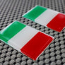 Italy Flag Chrome Outline Raised Clear Domed Lens Decal Set 2"x 1.2"