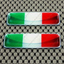 Italy Flag Chrome Outline Raised Clear Domed Lens Decal Set 2.3"x 0.73"