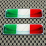 Italy Flag Chrome Outline Raised Clear Domed Lens Decal Set 2.3"x 0.73"