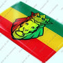 Lion of Judah with Rasta Reggae Bob Marley Flag Raised Clear Domed Lens Decal