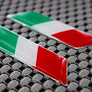Italy Flag Chrome Outline Raised Clear Domed Lens Decal Set (Left & Right) 2"x 0.5"