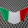 Italy Flag Chrome Outline Raised Clear Domed Lens Decal V Emblem