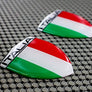 Italy Italia Flag Raised Clear Domed Lens Decal Set 1.6"x 2.16"
