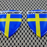 Sweden Flag Raised Clear Domed Lens Decal Set 1.6" x 2.16"