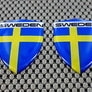 Sweden Flag Raised Clear Domed Lens Decal Set 1.6" x 2.16"