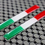 Italy Flag Chrome Outline Raised Clear Domed Lens Decal Set 2"x 0.25"