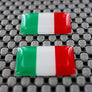 Italy Flag Chrome Outline Raised Clear Domed Lens Decal Set 1"x 0.65"