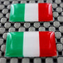 Italy Flag Chrome Outline Raised Clear Domed Lens Decal Set 1"x 0.65"
