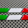 Italy Flag Raised Clear Domed Lens Slanted Decal Set 3" x 0.5"
