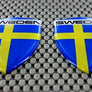 Sweden Flag Raised Clear Domed Lens Decal Set 1.6" x 2.16"