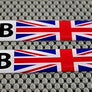England Union Jack Flag Raised Clear Domed Lens Decal Set 4"x 1"