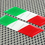 Italy Flag Raised Clear Domed Lens Decal Slanted Set 3.5"x 1"