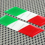 Italy Flag Raised Clear Domed Lens Decal Slanted Set 3.5"x 1"