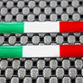 Italy Flag Chrome Outline Raised Clear Domed Lens Decal Set 2"x 0.25"