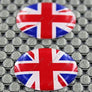 England UK Union Jack Flag Raised Clear Domed Lens Decal Set Round 1"