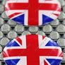 England UK Union Jack Flag Raised Clear Domed Lens Decal Set Round 1"