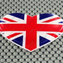 England UK Union Jack Heart Flag Raised Clear Domed Lens Decal 2.65"x 2.25"