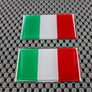 Italy Flag Chrome Outline Raised Clear Domed Lens Decal Set 2"x 1.2"