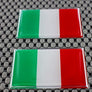 Italy Flag Chrome Outline Raised Clear Domed Lens Decal Set 2"x 1.2"