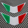 Italy Flag Chrome Outline Raised Clear Domed Lens Decal Set V Emblem
