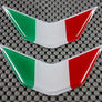 Italy Flag Chrome Outline Raised Clear Domed Lens Decal Set V Emblem