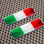 Italy Flag Chrome Outline Raised Clear Domed Lens Decal Set 2.3"x 0.73"