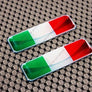 Italy Flag Chrome Outline Raised Clear Domed Lens Decal Set 2.3"x 0.73"