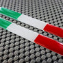 Italy Flag Chrome Outline Raised Clear Domed Lens Decal Set 4"x 0.5"