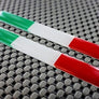 Italy Flag Chrome Outline Raised Clear Domed Lens Decal Set 4"x 0.5"