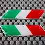 Italy Flag Chrome Outline Raised Clear Domed Lens Decal Set (Left & Right) 2"x 0.5"