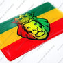 Lion of Judah with Rasta Reggae Bob Marley Flag Raised Clear Domed Lens Decal