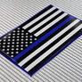 USA Thin Blue Line Flag Raised Clear Domed Lens Decal 5"x 3.125"