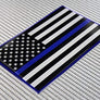 USA Thin Blue Line Flag Raised Clear Domed Lens Decal 5"x 3.125"